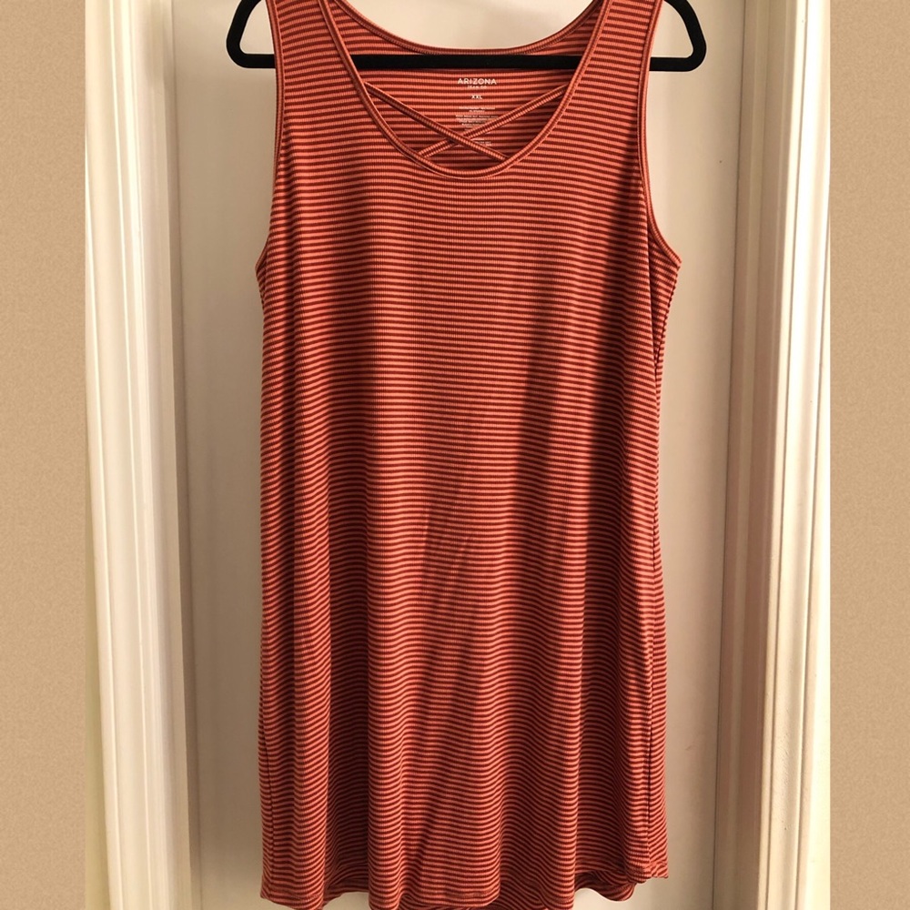 NWOT Sleeveless Striped Scoop Hem Dress